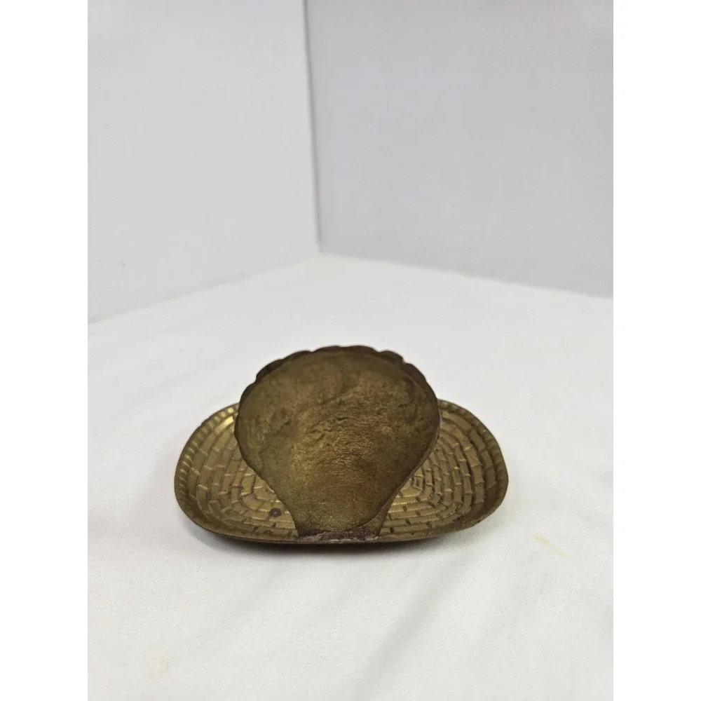 Vintage Brass Seashell Soap Dish Trinket Tray Coastal Nautical Decor 5 Inch